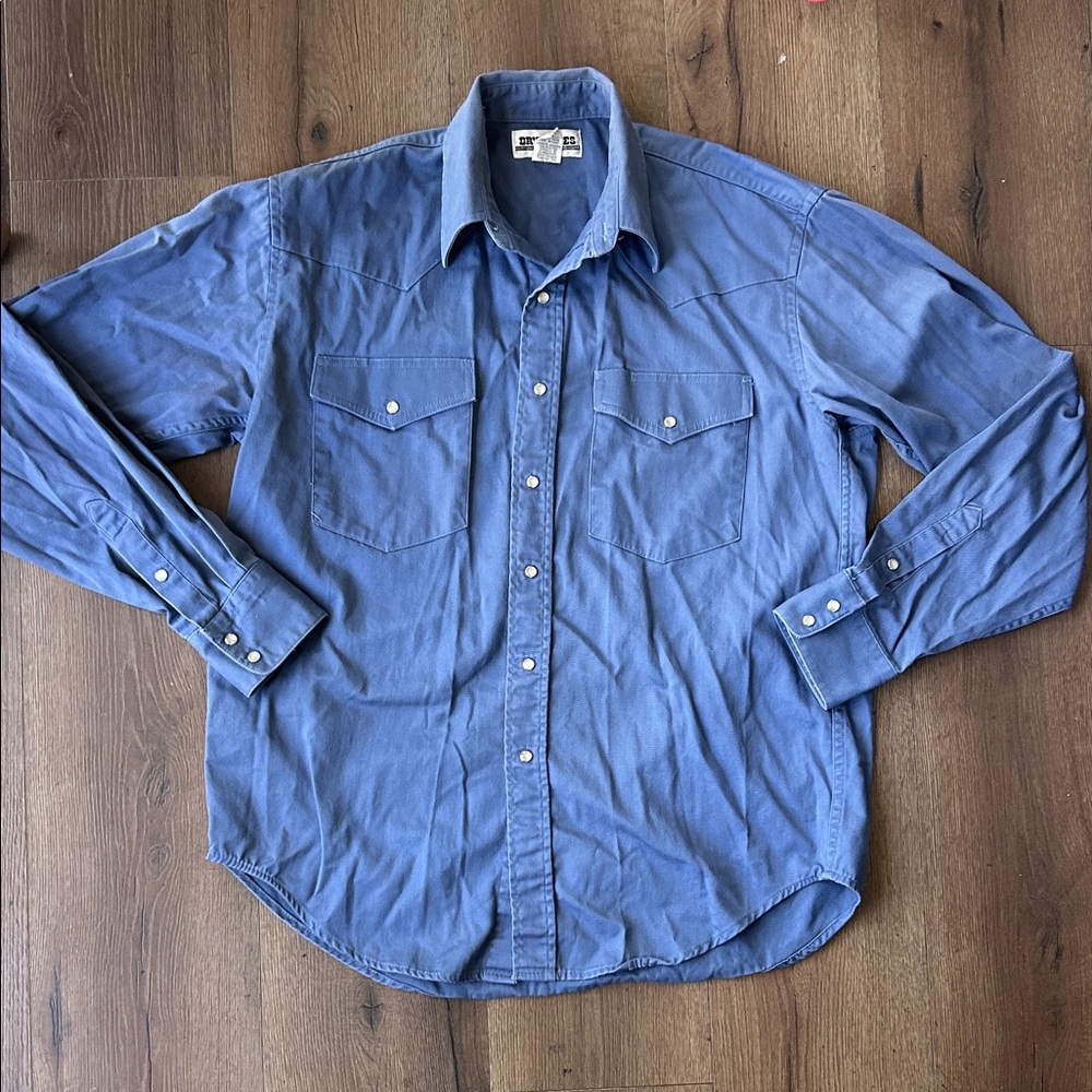 Drysdales Vintage Slate Blue Western Snap-Front Shirt !! Medium